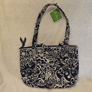 Vera Bradley Navy and White Quilted Floral Tote